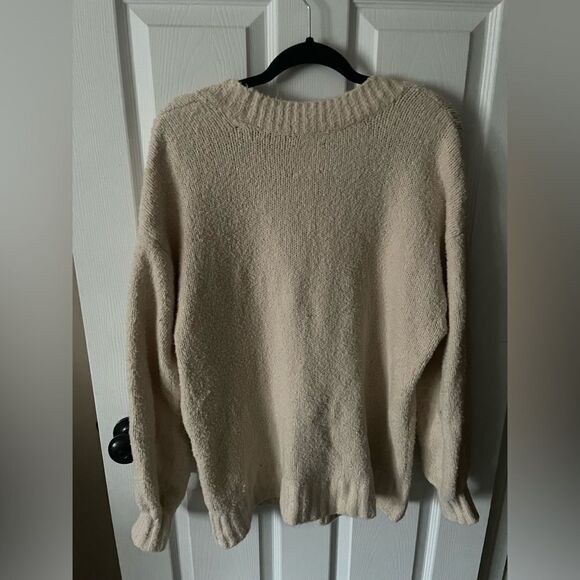 AERIE OVERSIZED BUBBLE SLEEVE CARDIGAN Color Is Batter (cream) - Picture 5 of 6